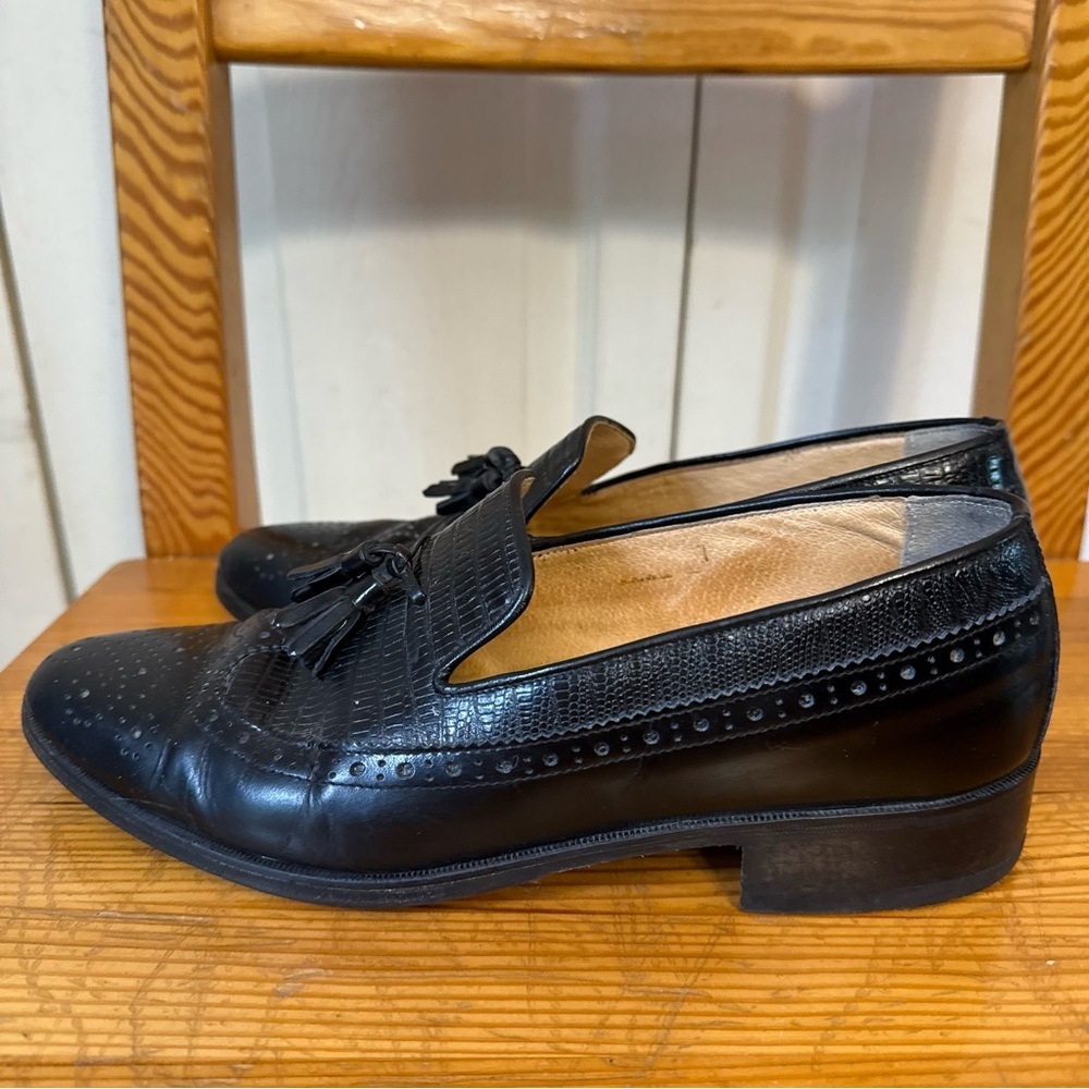 Portfolio Made in Italy Black Leather Classic Tassel Loafers 7 - Picture 5 of 9